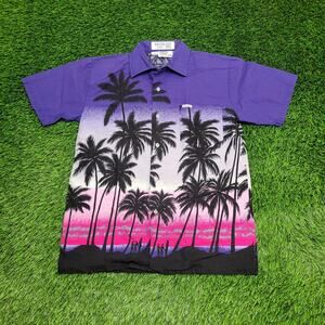 Vintage 90s Bahamas Palm-Tree Button Shirt S/M 20x27 Summer